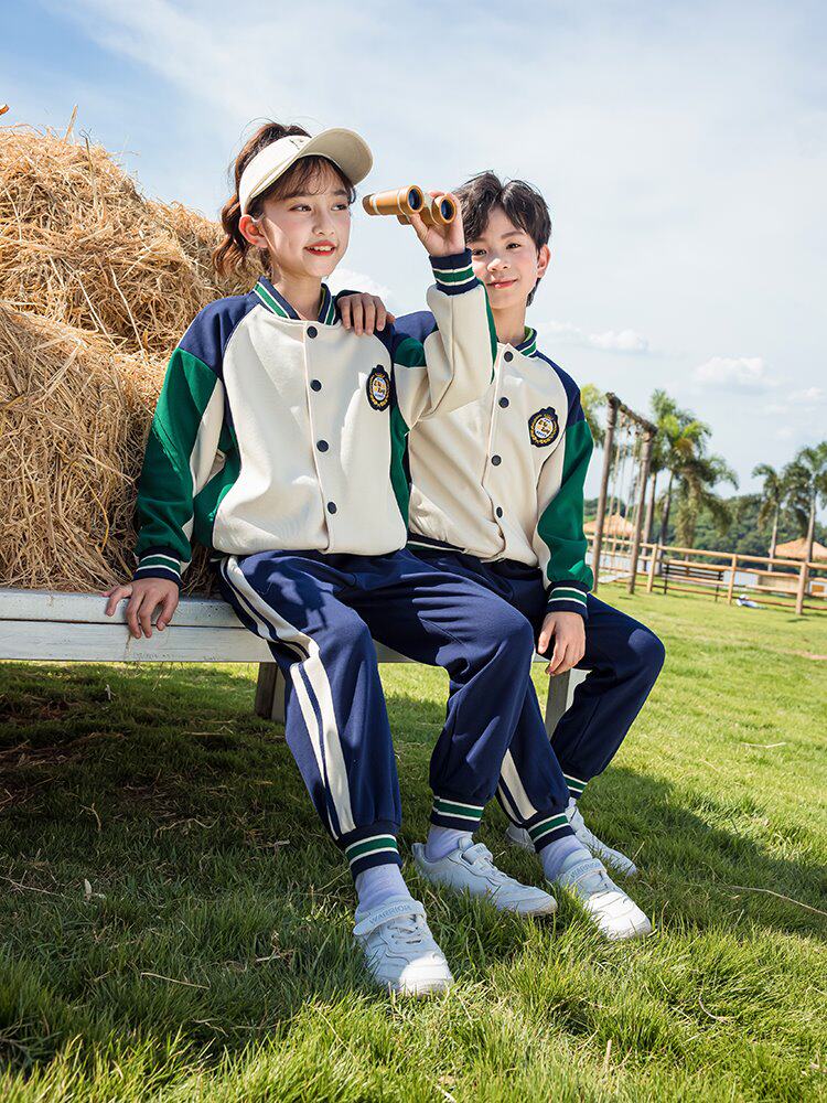 运动风校服运动装翻领三年级春秋季蓝色春装运动会校园风服饰夏季