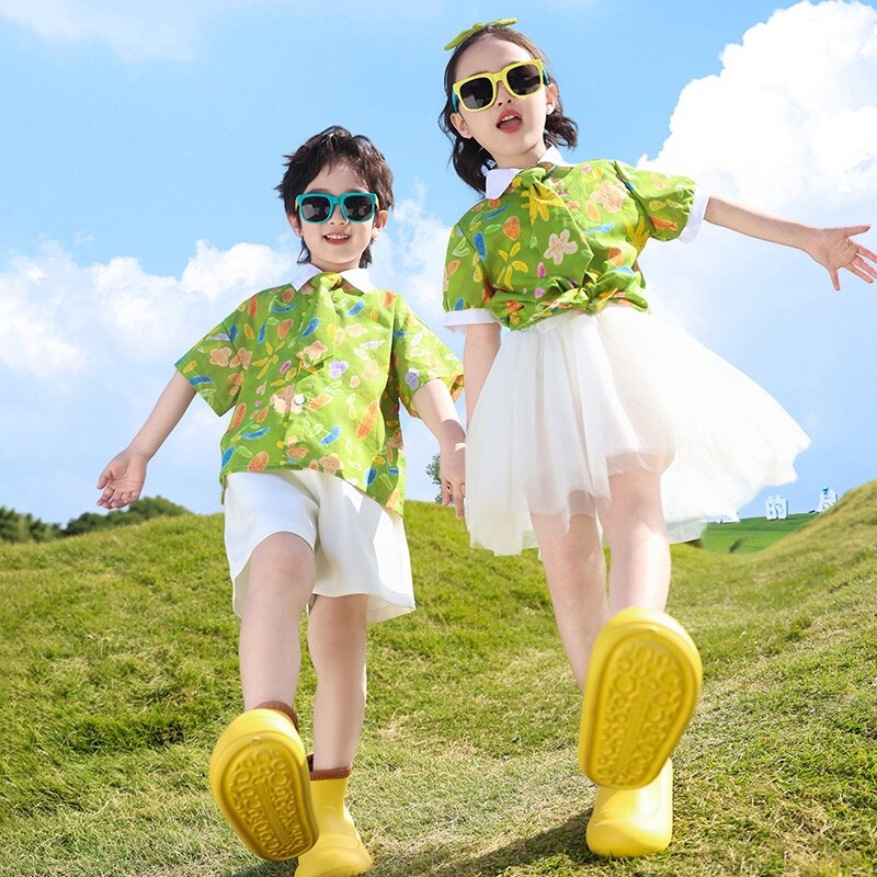 学院风班服短裤纯棉开学季可爱拼色夏天夏款连衣裙新款三件套夏装