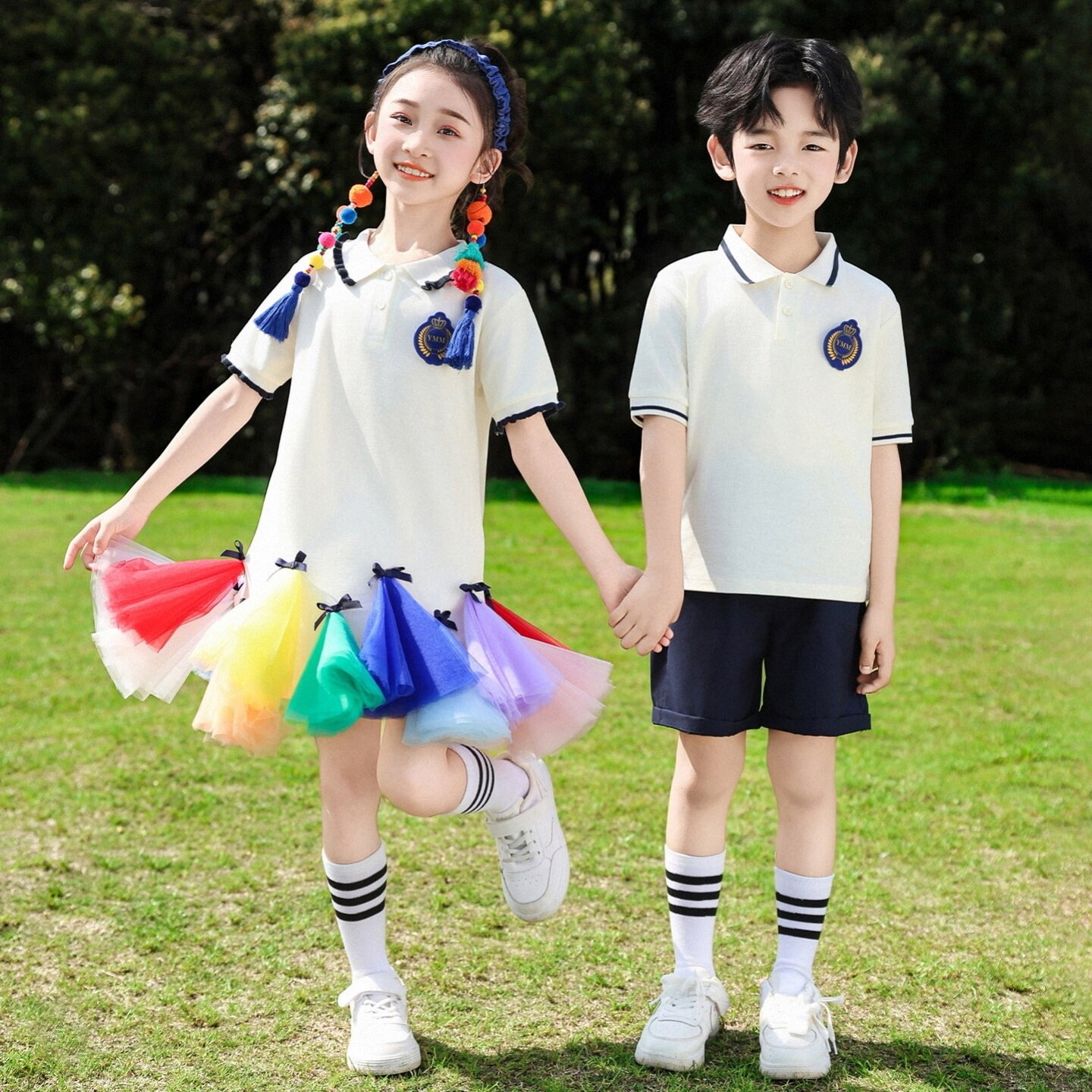 小学生校服短袖纯棉典礼装毕业装两件套英伦风百褶裙半身裙幼儿园