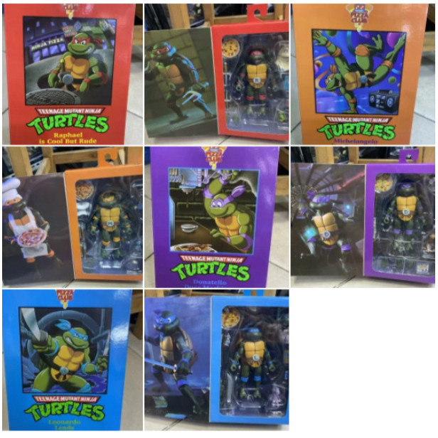 NECA 7寸关节可动 忍者神龟动画版 乌龟四兄弟模型手办摆件玩具