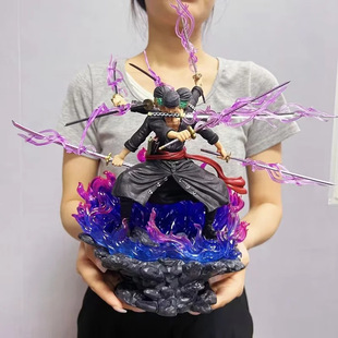 GK 三头六臂 九刀流 阿修罗索隆 带底座战斗姿态特效模型摆件手办