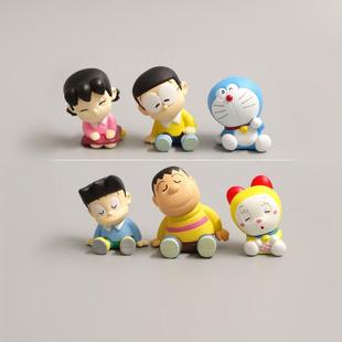 6款靠肩睡 猫 小夫 大雄 胖虎 静香 扭蛋 摆件公仔 扭蛋手办模型
