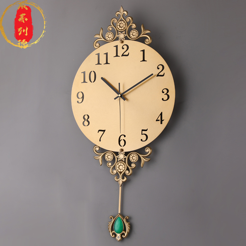威弗列德客厅家用创意挂表简约装饰时钟现代轻奢纯铜挂钟时尚钟表