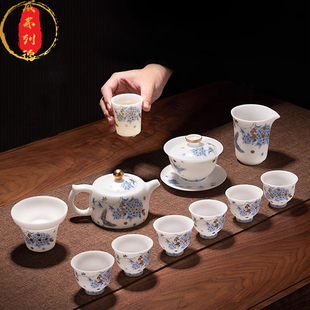 威弗列德高档白瓷整套泡茶壶杯伴手礼送领导礼冰种羊脂玉茶具套装