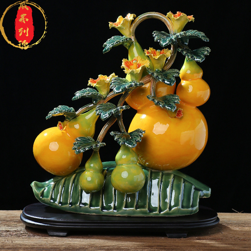 威弗列德创意工艺品摆设福禄葫芦陶瓷玄关客厅家居装饰品中式摆件