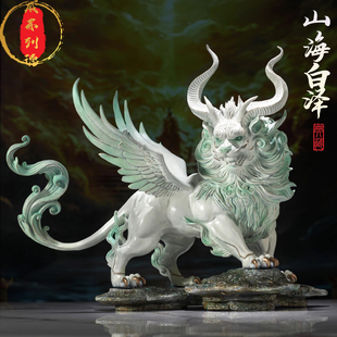 威弗列德家居玄关装饰办公桌乔迁礼品黄铜工艺山海经神兽白泽摆件