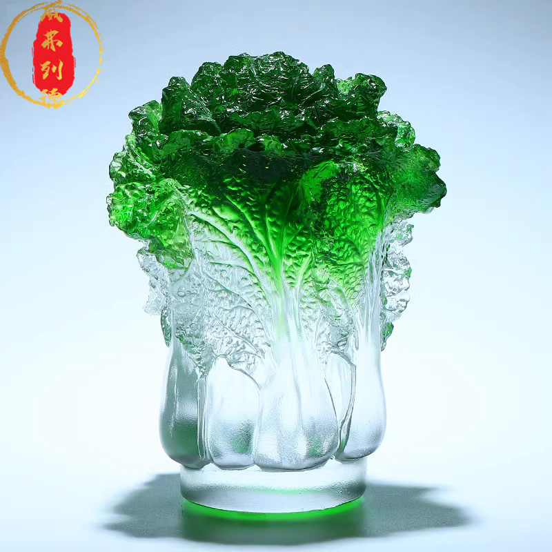 琉璃翡翠玉白菜聚j福招财摆件