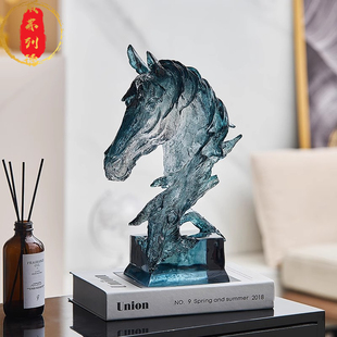 威弗列德电视柜酒柜软装饰摆件办公室摆设透明马头抽象艺术工艺品