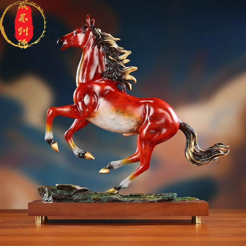 威弗列德家居客厅办公室公司开业礼品黄铜马到成功摆件《千里马》