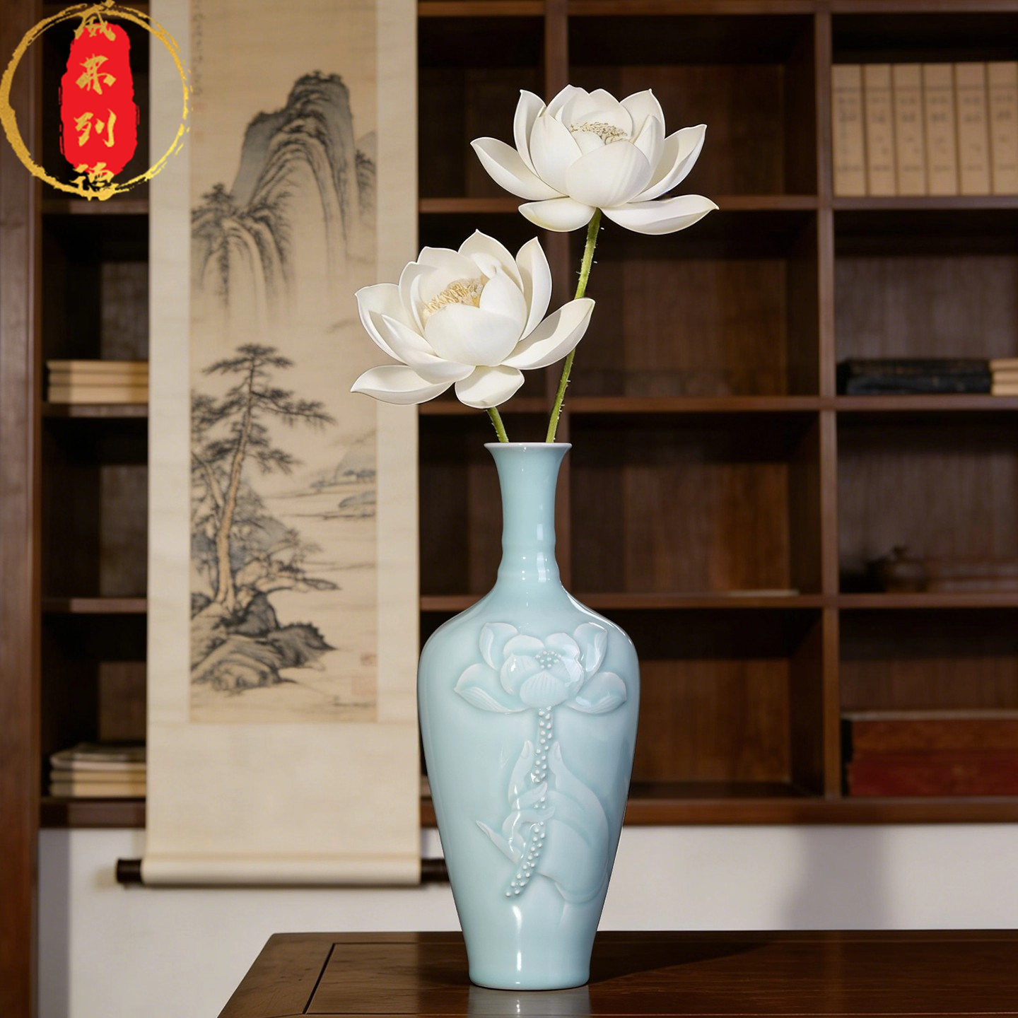 威弗列德新中式客厅玄关景德镇宋代美学影青花瓶插花禅意花瓶摆件,家居饰品,花瓶,淘宝优惠券,粉丝福利购,淘宝优惠卷