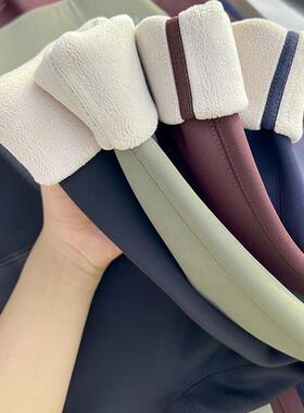 佐丹伊89012秋冬新款羊羔绒无尴尬线高腰加绒加厚鲨鱼裤打底裤女