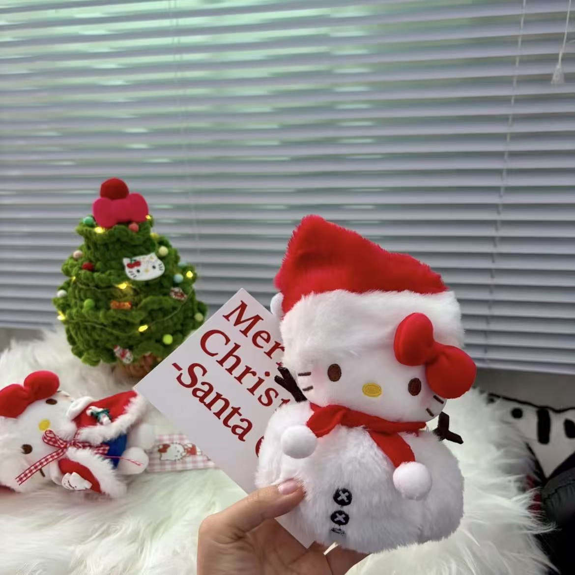 可爱小雪人圣诞kt凯蒂猫公仔挂件