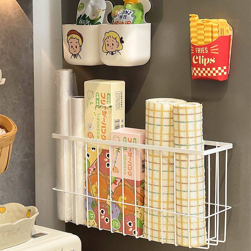 冰箱侧边收纳整理神器冰箱磁吸置物架厨房墙上免打孔保鲜膜收纳盒