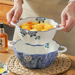 碗家用一人一个釉下彩双耳汤碗大号家用高颜值陶瓷南瓜碗螺蛳粉面