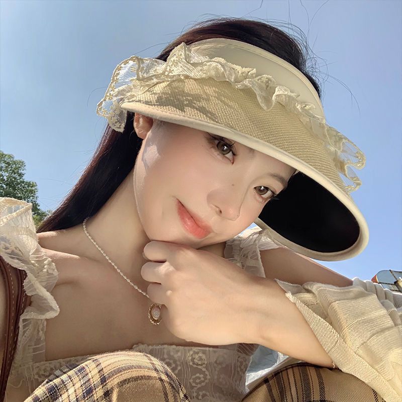 女士巨好看防晒帽蕾丝空