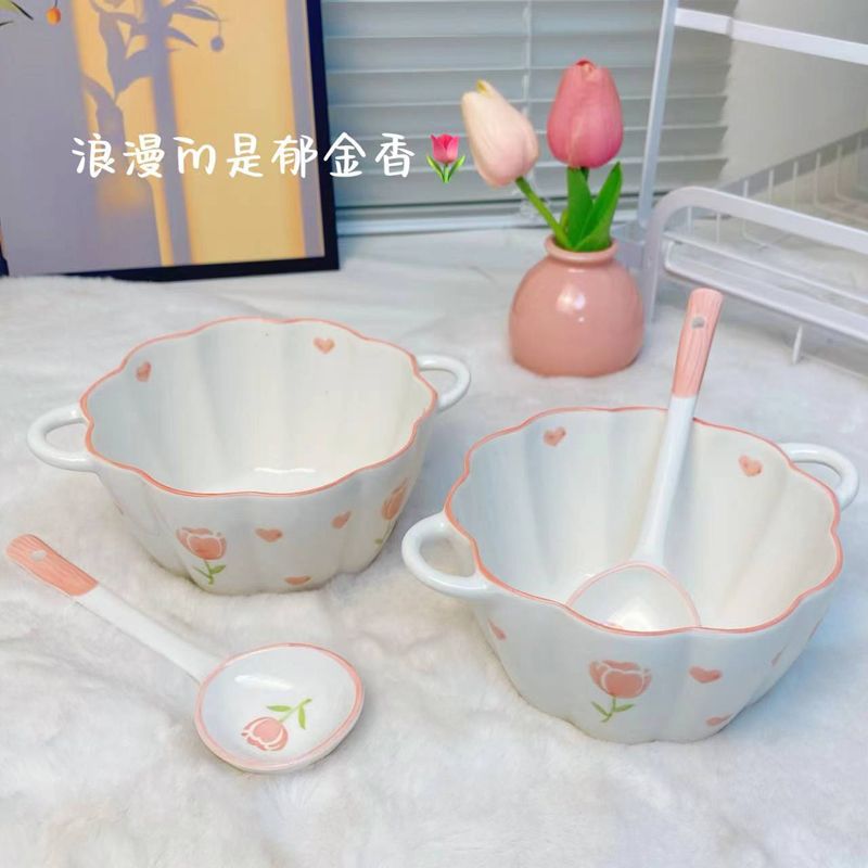碗个人专用郁金香陶瓷双