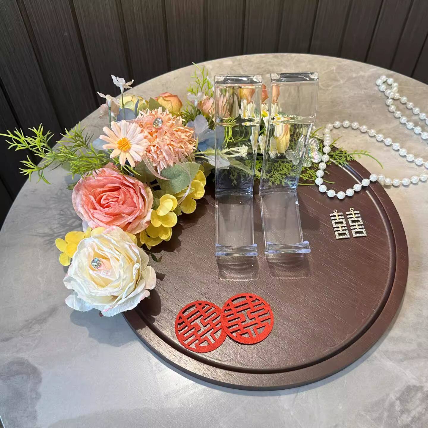 婚鞋展示架成品实木托盘