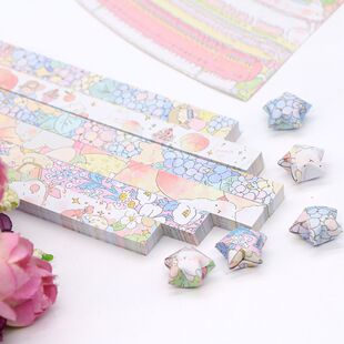 折星星专用纸高颜值加瓶子盒装双面印花卡通可爱星星纸叠五角星许