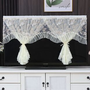 挂在墙上 通用蕾丝绣 电视罩电视机防尘罩套盖布55寸65寸75寸挂式