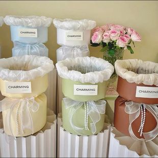 自己包装花束材料小香风免包装花束壳成品diy零食水果鲜花材料包