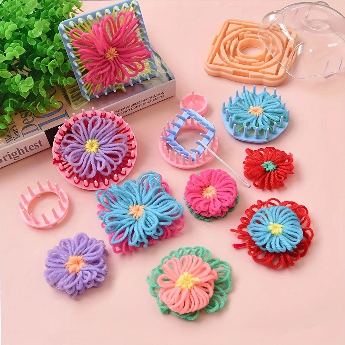 毛球制作器毛线编花器毛线编花制作器花朵编织工具手工编织圆形编