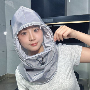 女士防尘工作帽厨房帽子防油烟面罩女款做饭炒菜防油溅防护帽农用