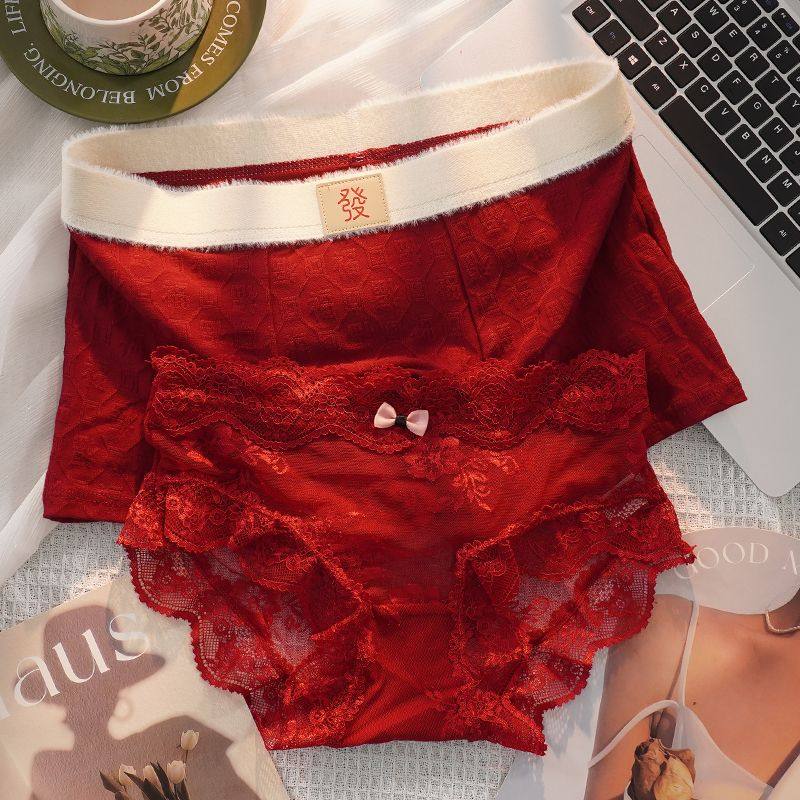 红内衣内裤男女本命年情侣新款2条装红色情侣内裤结婚本命年一男