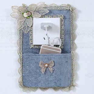 插座面板遮挡盖装饰罩布艺欧式开关贴蕾丝开关套防尘保护套布艺开