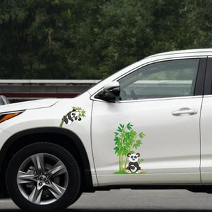 汽车贴纸大尺寸划痕遮挡遮盖熊猫可爱卡通车身车门贴个性创意3D立