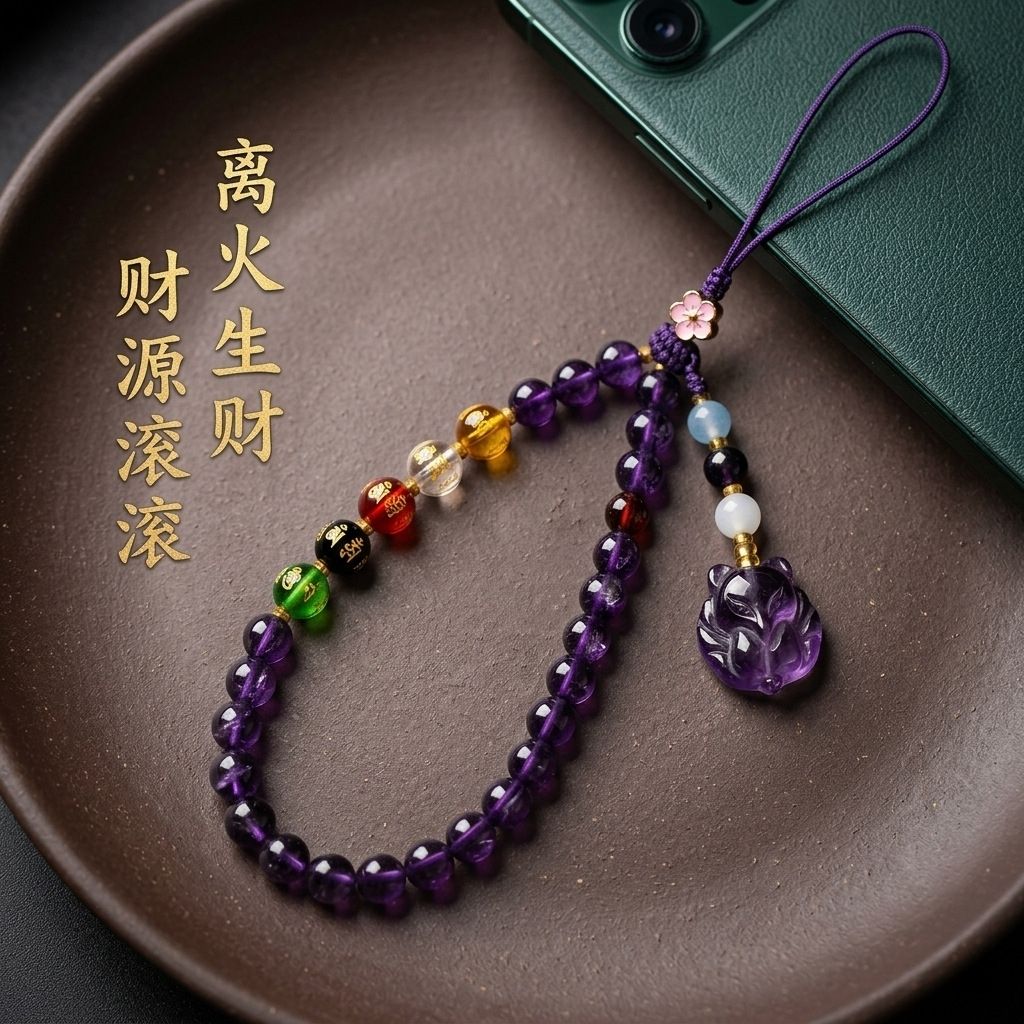 女士聚财手机挂绳五路财