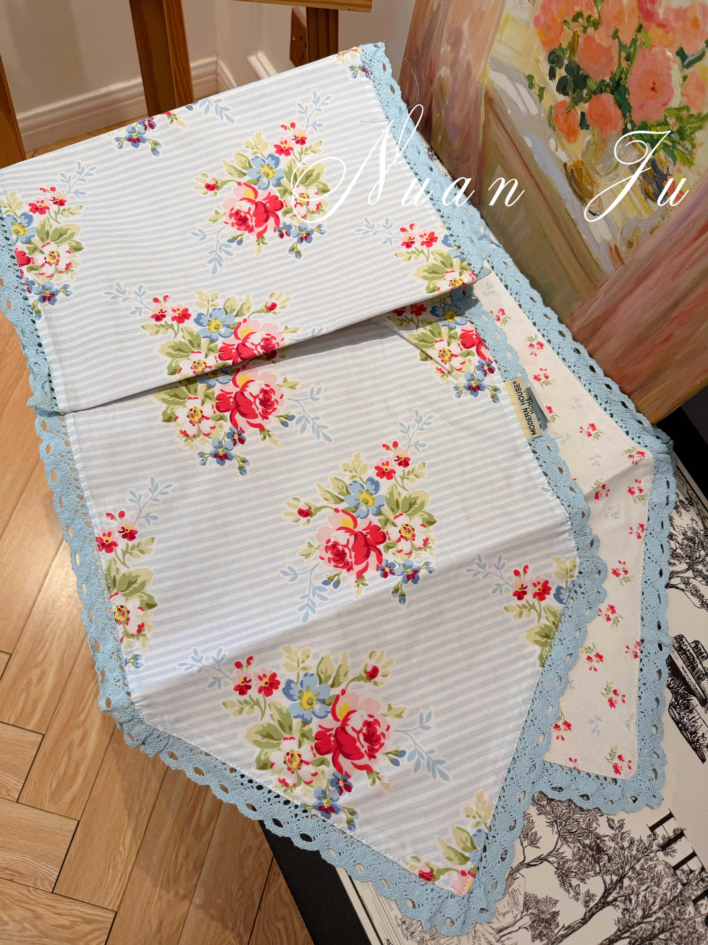 出口韩国田园风棉印花蕾丝花边桌布餐布茶几布盖布桌旗小清新,居家布艺,桌旗,淘宝优惠券,粉丝福利购,淘宝优惠卷