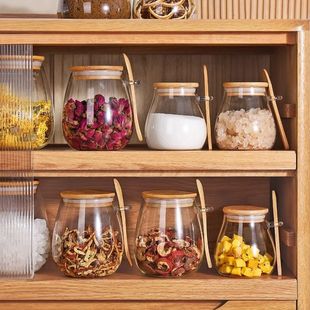 可爱调味瓶罐白糖罐家用密封罐子装白砂糖玻璃罐带勺食品级装冰糖