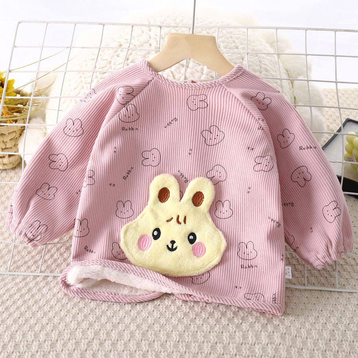 婴儿车防风罩通用宝宝冬季罩衣可爱宝宝罩衣细条绒加绒保暖罩褂吃