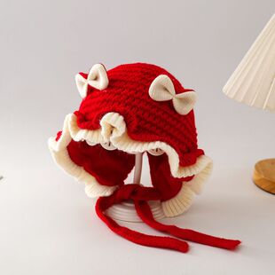 洋气好看的宝宝帽子女宝宝帽子秋冬季保暖公主假发帽可爱超萌小辫