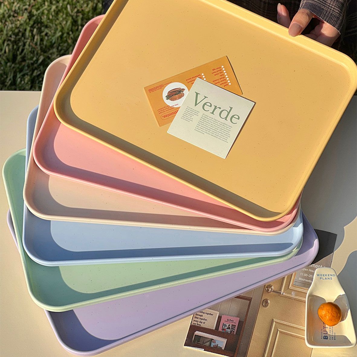 饺子盘子特别好看的高级长方形北欧托盘ins商用家用塑料茶杯水果