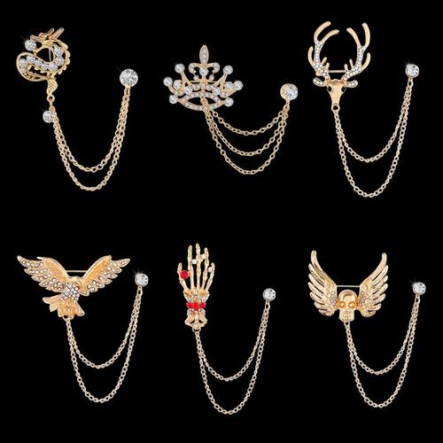 胸针男款胸花胸针日韩情侣镶钻龙扣针ins西装毛衣徽章挂件配饰 小