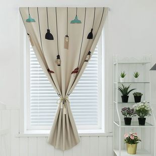 一片式窗帘布网红免打孔窗帘全遮光卧室成品飘窗出租房简易魔术贴