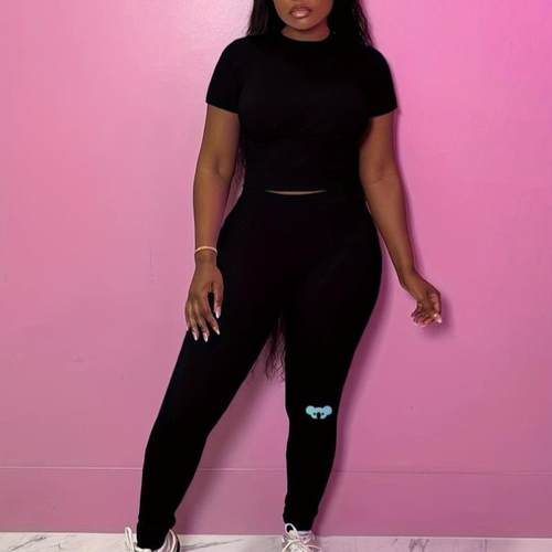 Women Two Piece Outfs Workout Sets Ribbed Casual Jogging