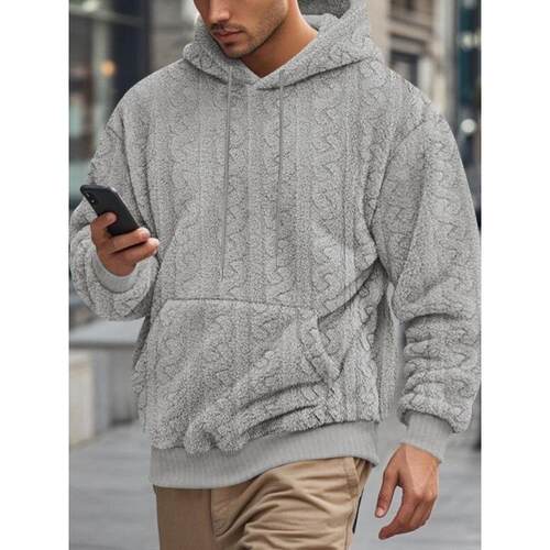I 24916 Loose Retro Winter Hooded Pocket Street Sweatshirt