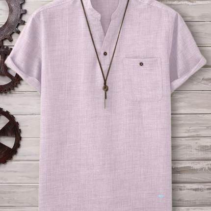 men's Light Green Summer Casual Button Up Shirt wh Chest