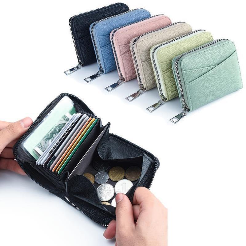1Pc Large Capacy Cred Card Wallet Faion Zipper Coin