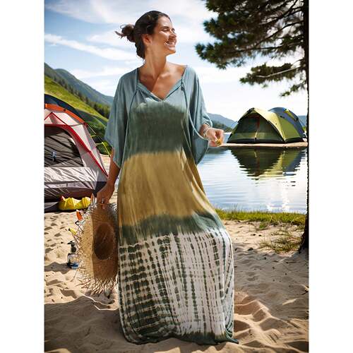 L 52681 Tie Dye Beach Robe Long Dress 扎染沙滩长袍