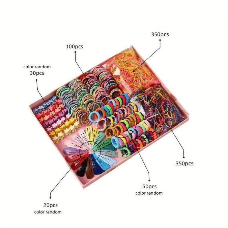 900 Piece Fabric Hair Ties and Elastics Set Cute Hair Rope