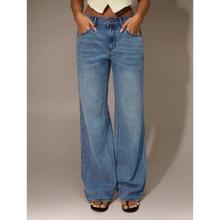 外贸新款跨境 Denim 21夏低腰浅色宽松直筒休闲裤