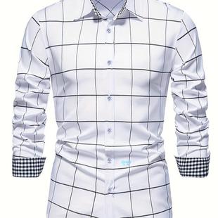 Lapel Sleeve Collar Long Collar跨境 Shirt Plaid