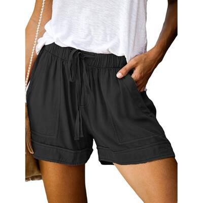 K 76796 Casual Wide Leg Elastic Waist Shorts 休闲阔腿短裤