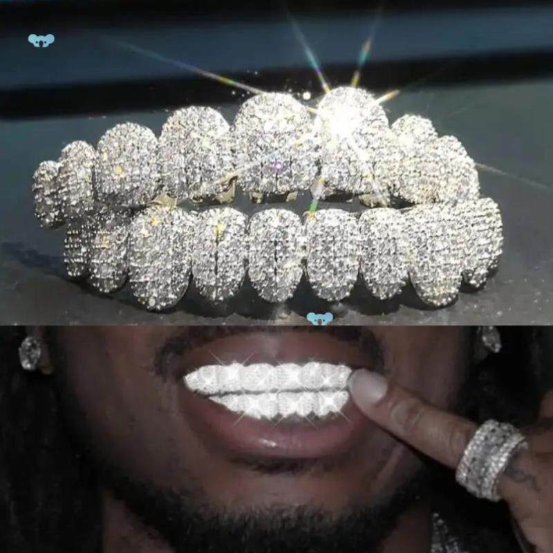 2pcs/ set Hip Hop Cubic Zirconia Teeth Grills punk Tooth跨境