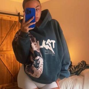 Pocket Hoodie Faion Women Fted Letter Casual Long