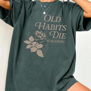 Round Drop Floral Casual Faion Neck Print Letter Women