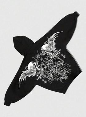 秋季新款跨境外贸 Autumn-Winter 黑色日式连帽卫衣